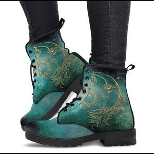 Sun and moon combat boots